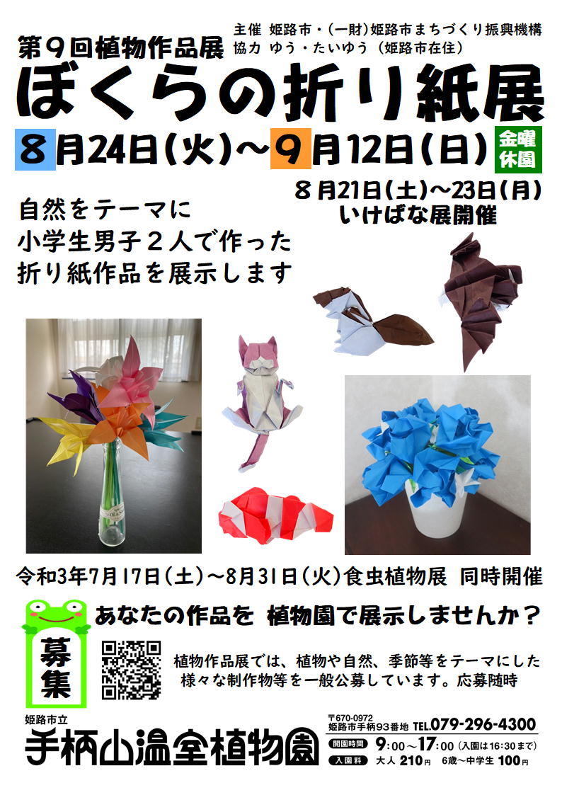 姫路市 手柄山温室植物園 第9回植物作品展 折り紙展 クルールはりま